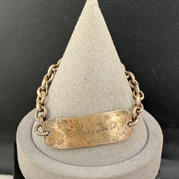 Estate Jewelry - Vintage WWII ID Bracelet Sweetheart Engraved Miriam Love From Jack Roma 1945